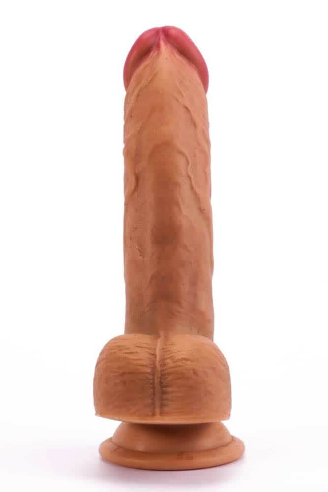 Premium Dual-Layered Silicone 8-Inch Brown Dildo - Realistic Texture & Safe Materials