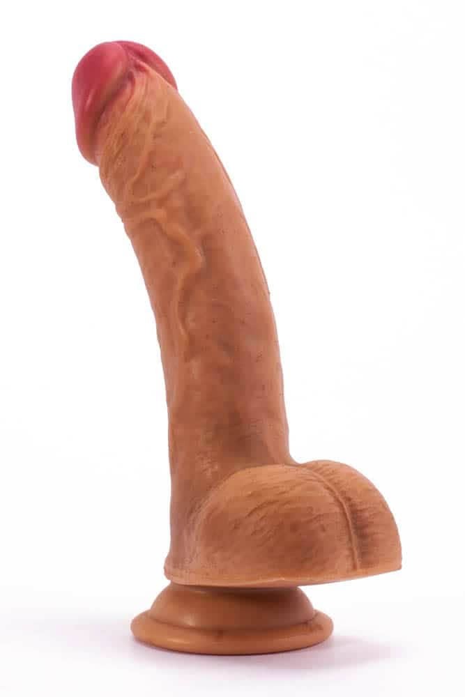 Premium Dual-Layered Silicone 8-Inch Brown Dildo - Realistic Texture & Safe Materials