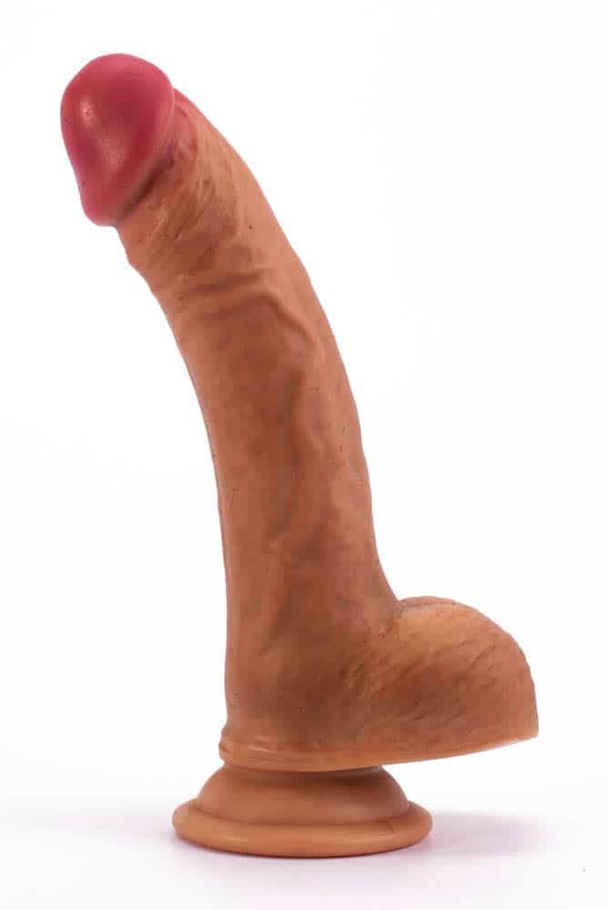 Premium Dual-Layered Silicone 8-Inch Brown Dildo - Realistic Texture & Safe Materials