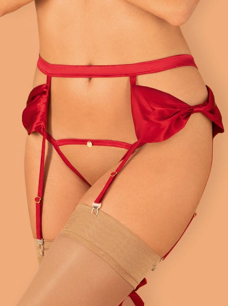 Rubinesa Garter Belt & Crotchless Thong Set - S/M Corset and Tanga Lingerie