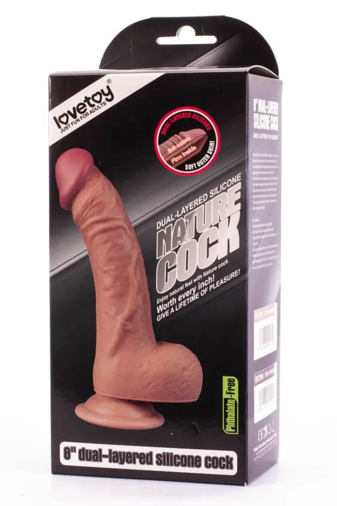 Premium Dual-Layered Silicone 8-Inch Brown Dildo - Realistic Texture & Safe Materials