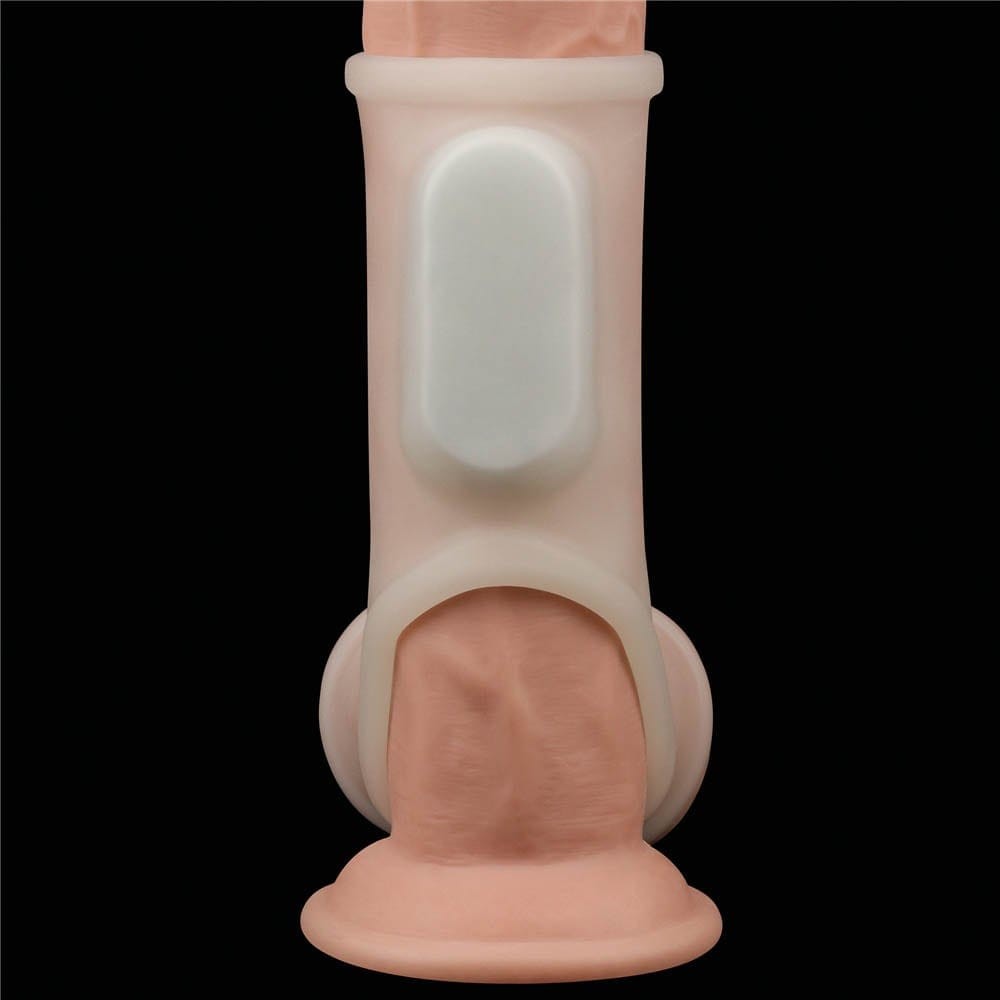 Vibrating Silk Knights Ring with Scrotum Sleeve - Premium Penis Ring (White)