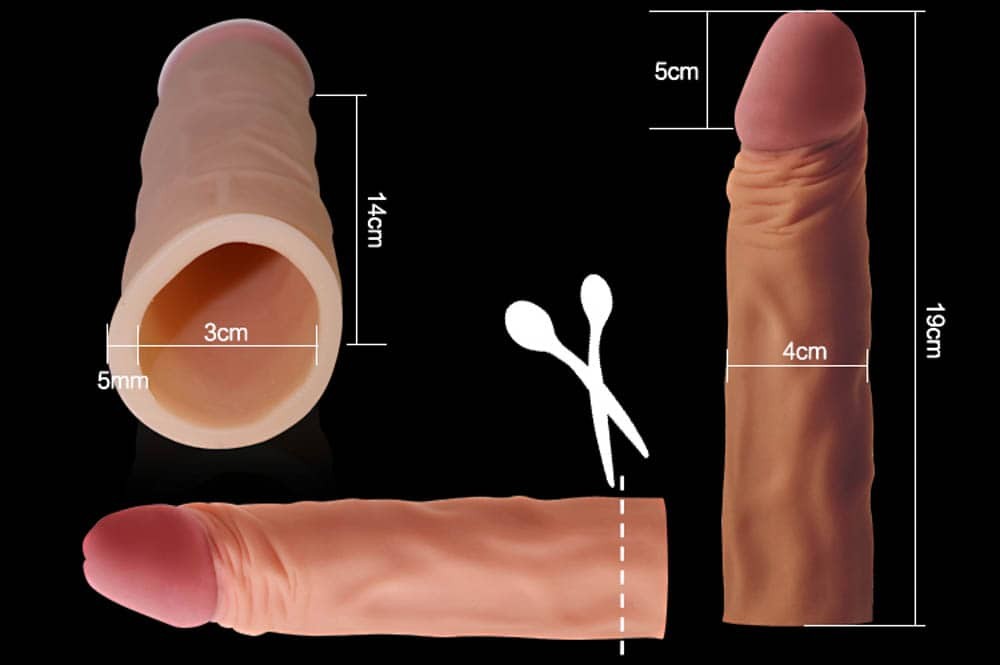 Pleasure X-Tender Penis Sleeve - Flesh Male Enhancement Sleeve for Extra Length & Girth