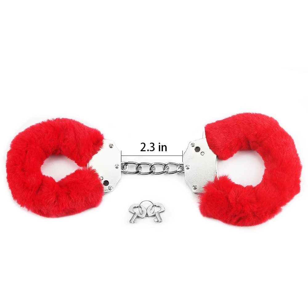 Explore BDSM Fun with Red Fluffy Hand Cuffs - Fetish Pleasure Restraints