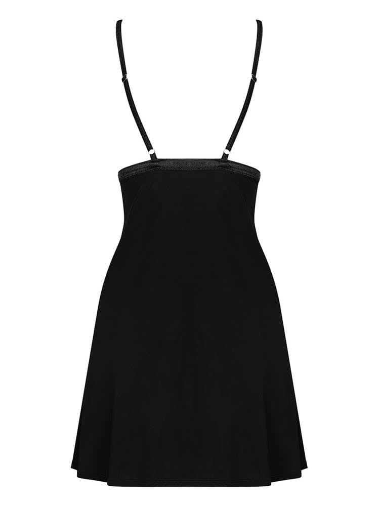 Cecilla chemise & thong black L/XL corset ?i tanga