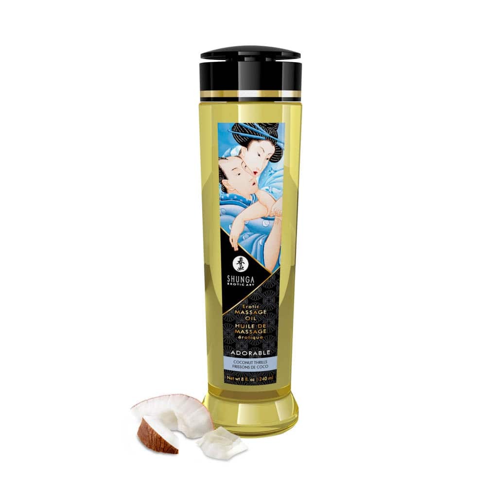 240ml Erotic Massage Oil - Coconut Thrills | Aromatic Massage Oil for Sensual Experiences - 8oz