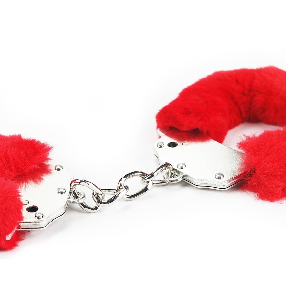 Explore BDSM Fun with Red Fluffy Hand Cuffs - Fetish Pleasure Restraints