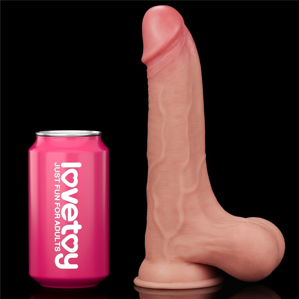 Realistic 8.5'' Sliding Skin Dual Layer Dong with Whole Testicle Design - High-Quality Dildo for Realistic Pleasure