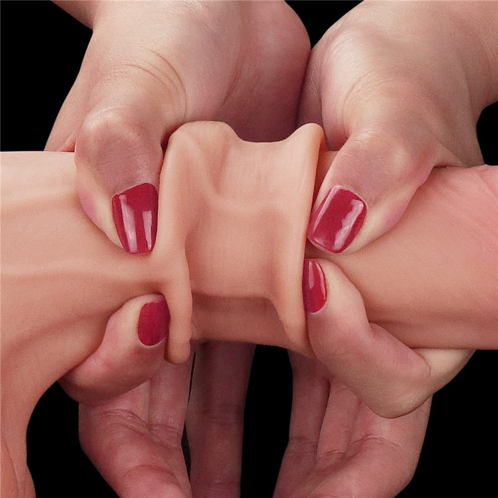 Realistic 8.5'' Sliding Skin Dual Layer Dong with Whole Testicle Design - High-Quality Dildo for Realistic Pleasure