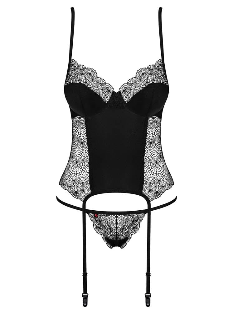 Sharlotte Black Corset & Thong Set S/M - Elegant Lingerie for Stunning Silhouette