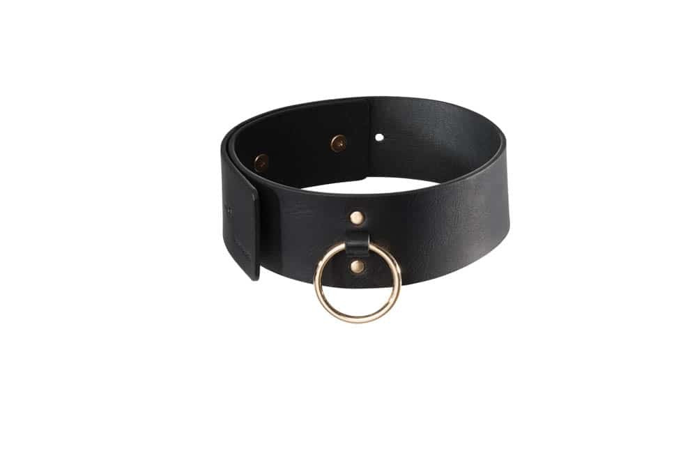 Black BDSM Wide Choker with Leash - Stylish Guler & Les? for Role Play