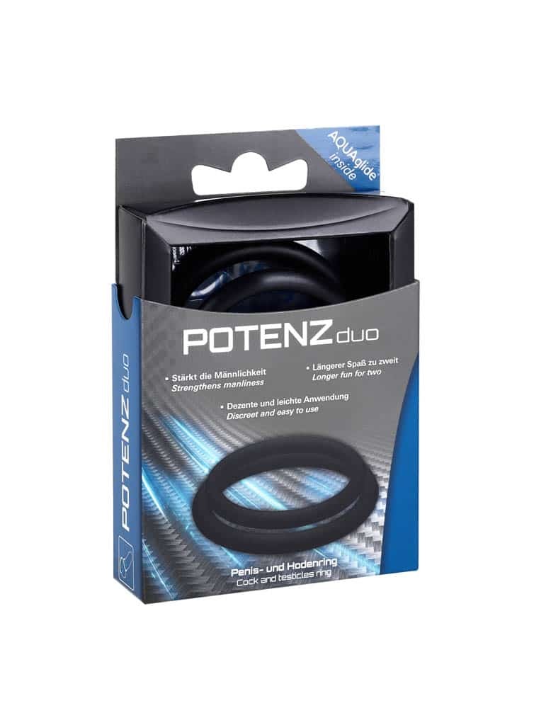 POTENZduo Black Size M Inel pentru Penis - Cre?tere Performan??, Stil Romantic, Confort Sporit