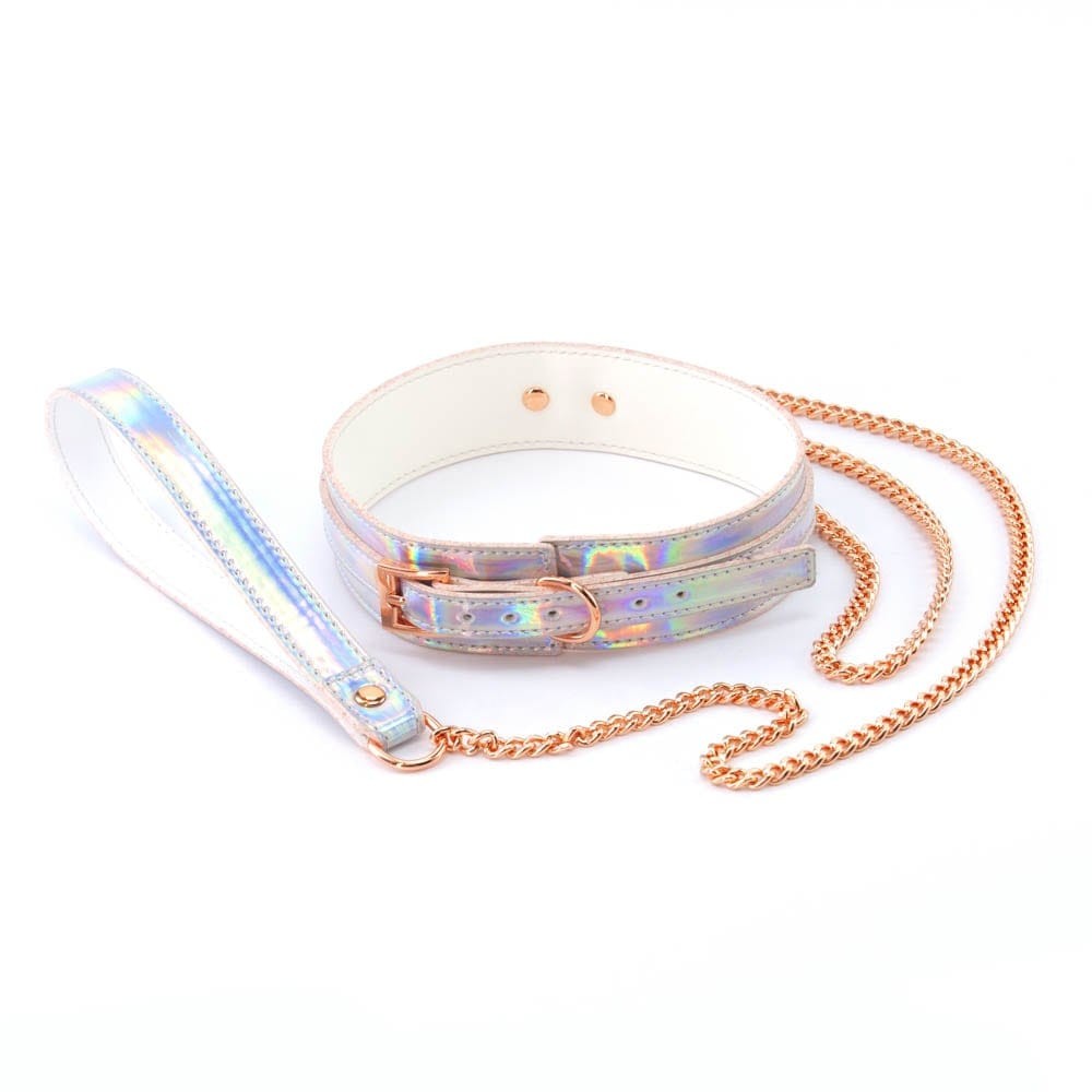 Cosmo Bondage - Rainbow Collar & Leash Set - BDSM Guler ?i Les? pentru Jocuri