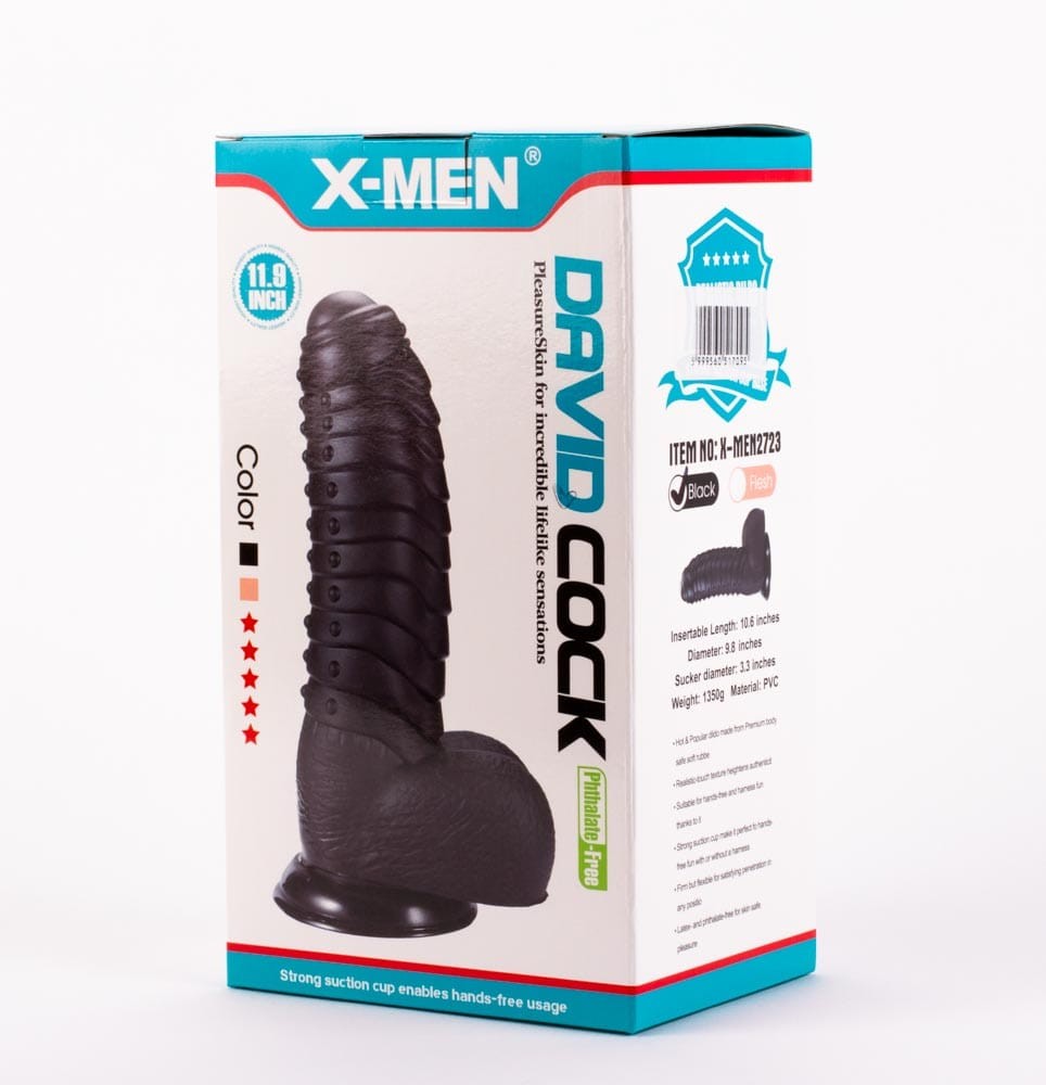 X-MEN David's 11.9 Black Dildo - Realistic Pleasure Toy for Ultimate Satisfaction