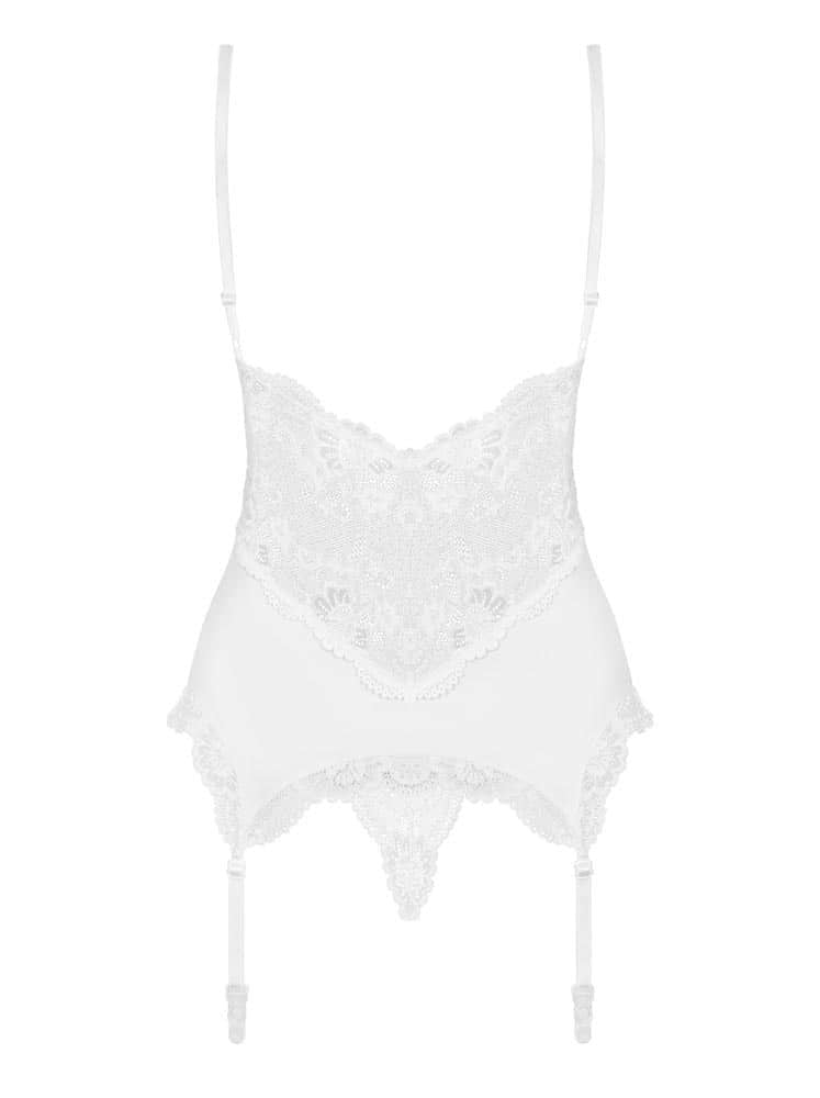 810-COR-2 White Corset & Thong Set for S/M - Elegant Lingerie Combo