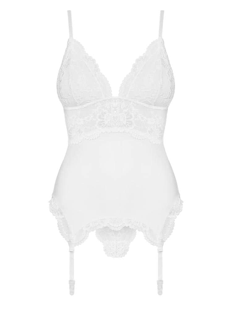 810-COR-2 White Corset & Thong Set for S/M - Elegant Lingerie Combo