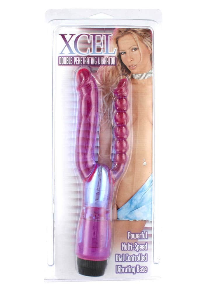 Xcel Double Penetrating Vibrator - Purple Dildo for Dual Stimulation
