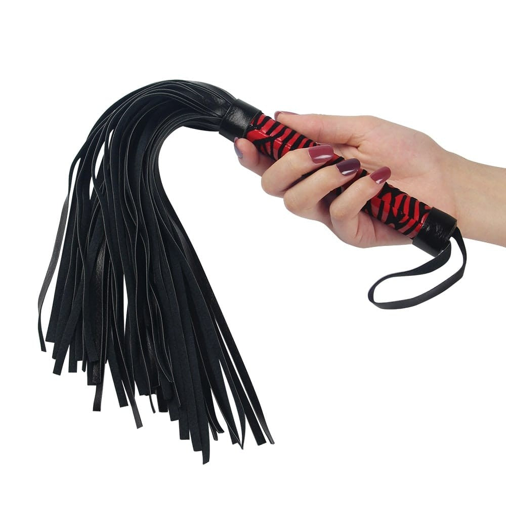 Premium BDSM Leather Whip - Black & Red Whip Me Baby for Ultimate Pleasure