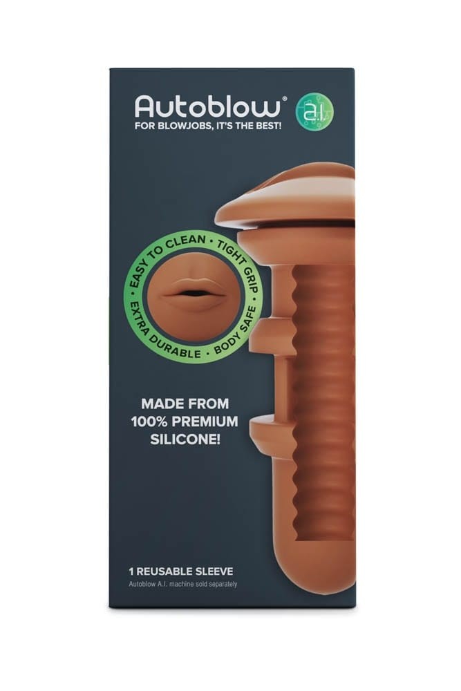 Autoblow A.I. Silicone Mouth Sleeve - Realistic Brown Male Masturbator