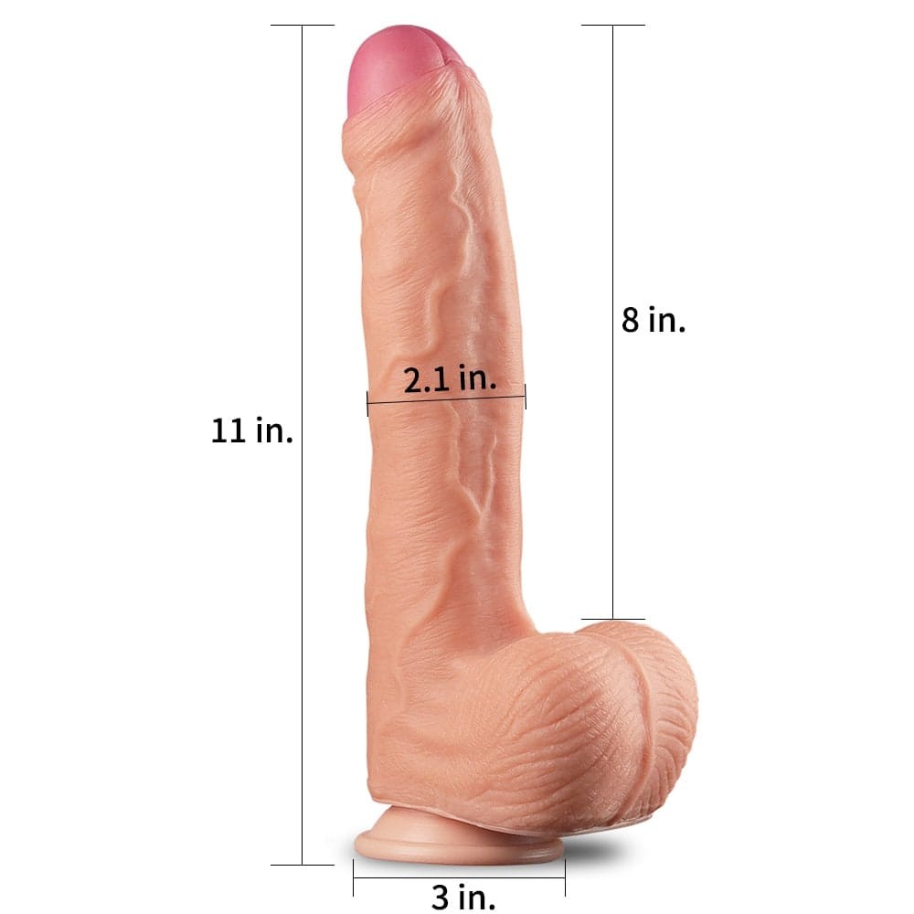 11 Dual Layer Silicone Cock Dildo - Platinum Quality, Realistic Feel, Durable Design