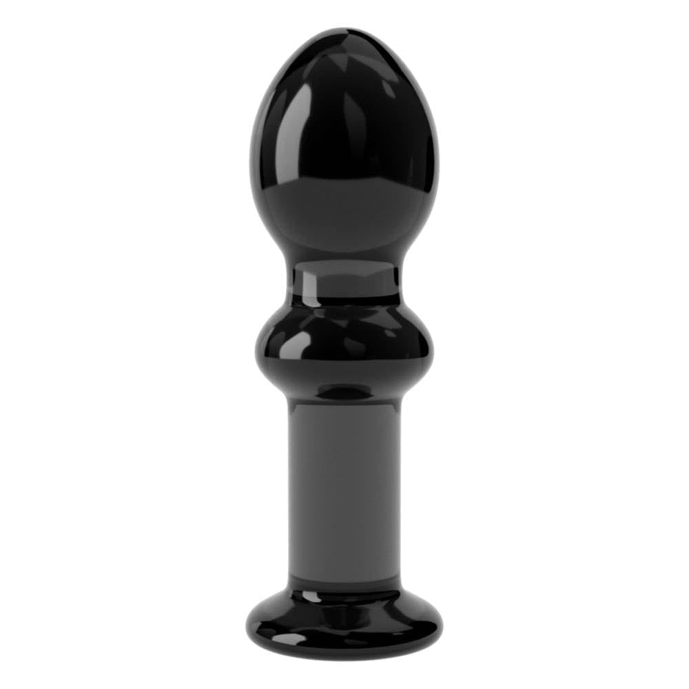 4.5 Black Glass Anal Plug - Romantic Dop Design for Pleasure & Exploration