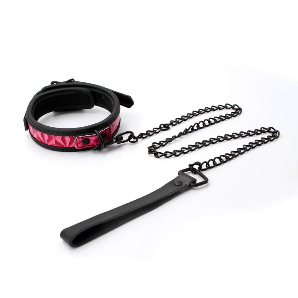 Sinful 1'' Pink BDSM Collar and Leash Set - Stylish & Durable Pet Accessory