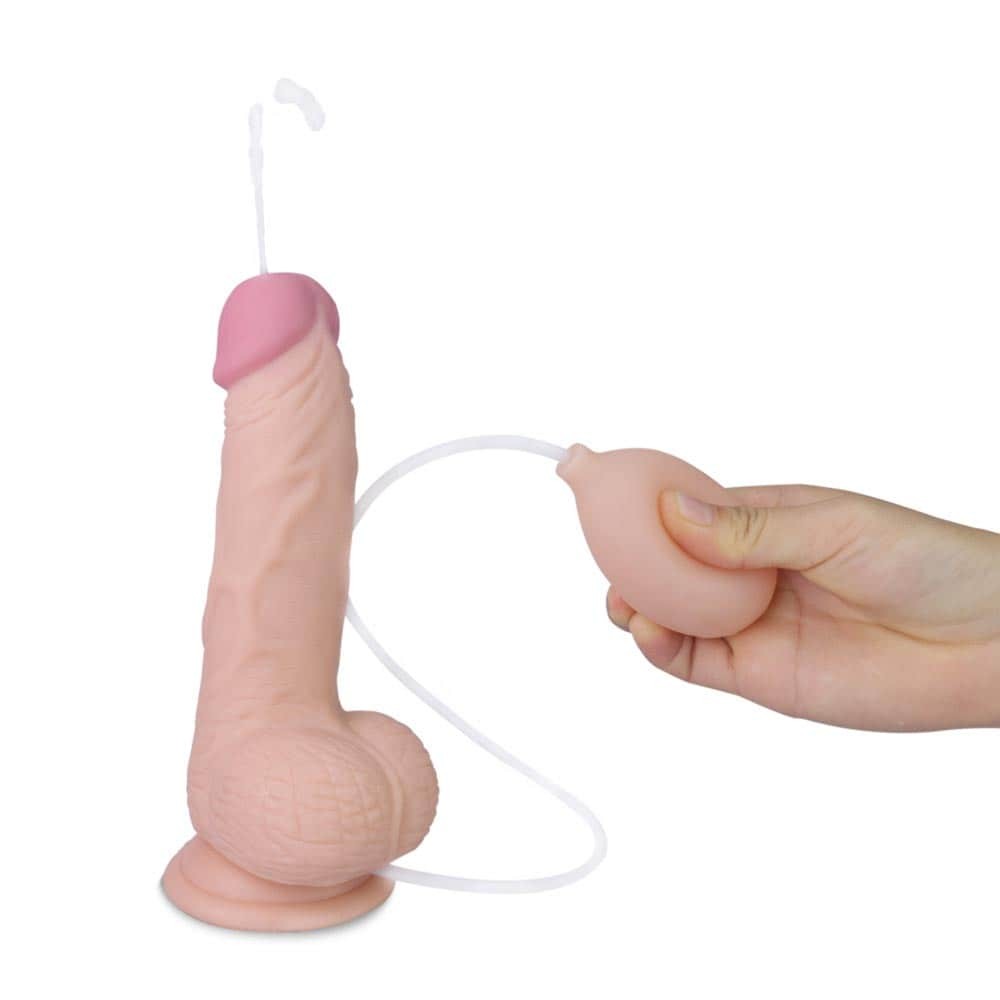 Realistic 8 Soft Flesh Dildo with Balls - Lifelike Ejaculation Cock for Pleasure