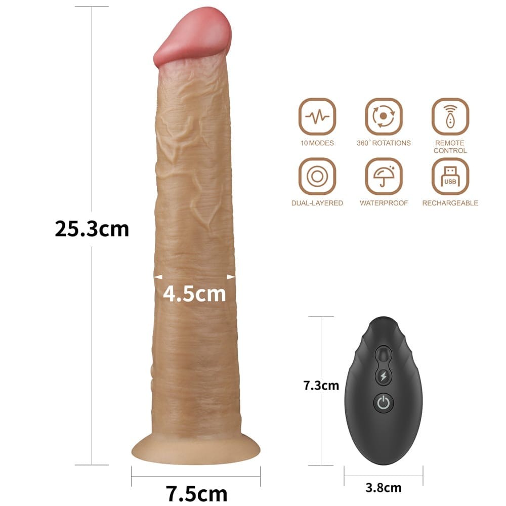 10'' Dual Layer Platinum Silicone Rotator Vibrator - Powerful, Multi-Function Pleasure Toy