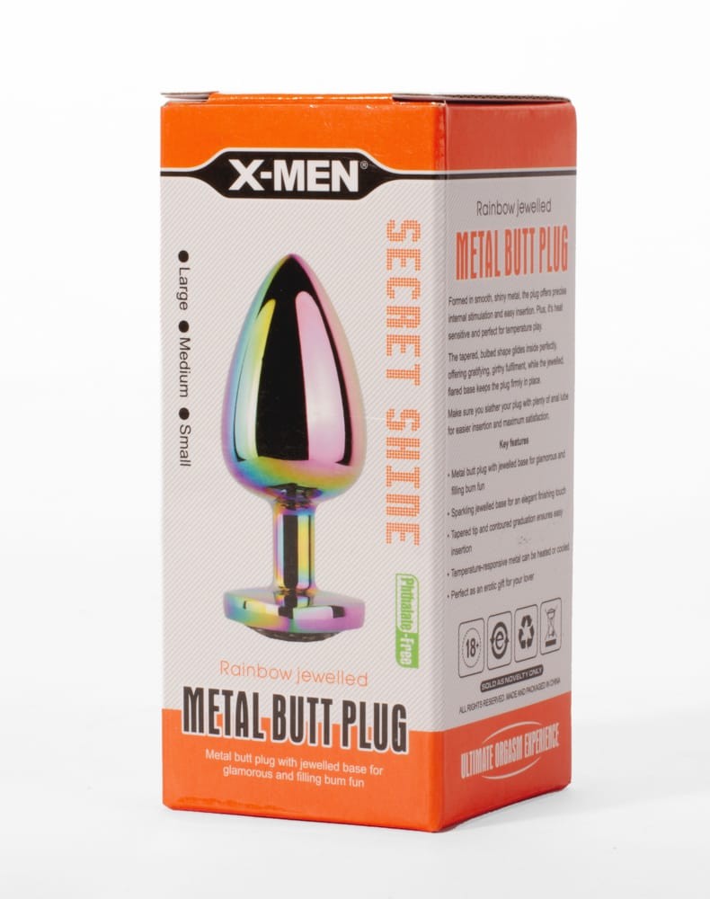 X-MEN Secret Shine Metal Butt Plug - Rainbowheart M - Premium Anal Toy for Ultimate Pleasure
