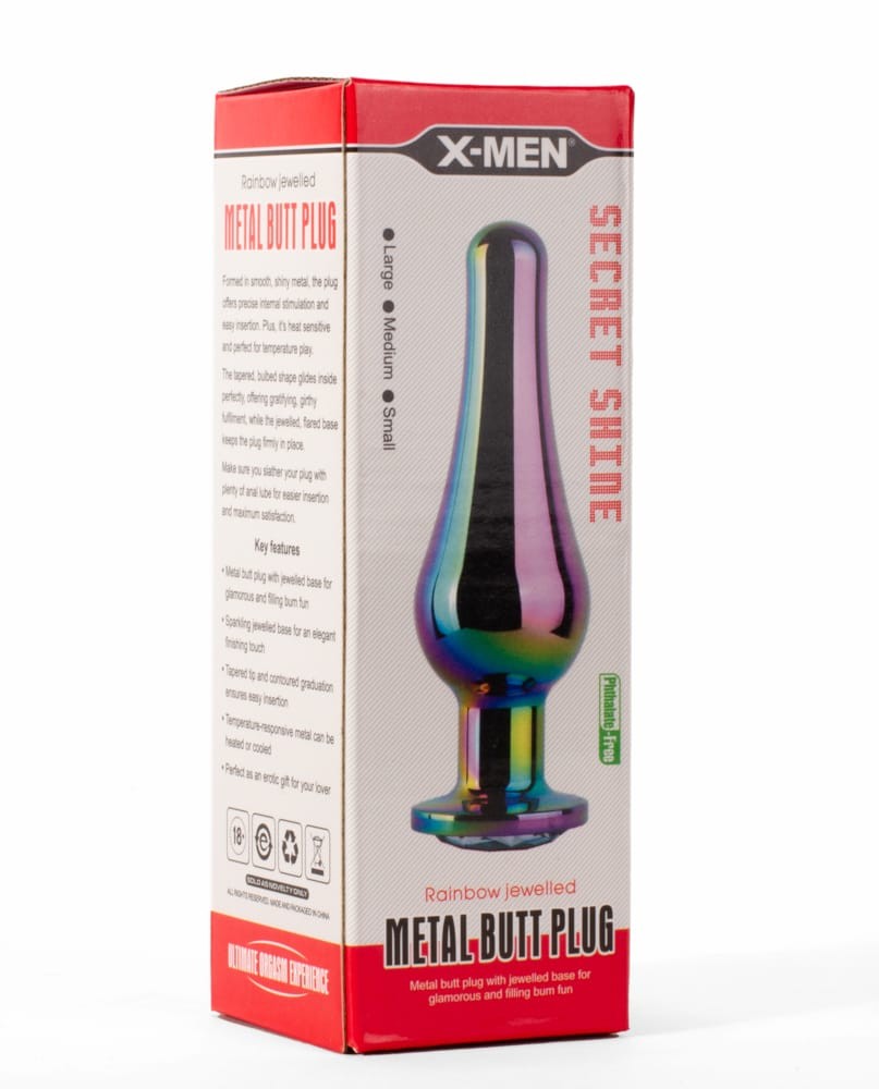 X-MEN Secret Shine Metal Butt Plug - Rainbow M-Dop Anal Accessory | High-Quality Pleasure Toy