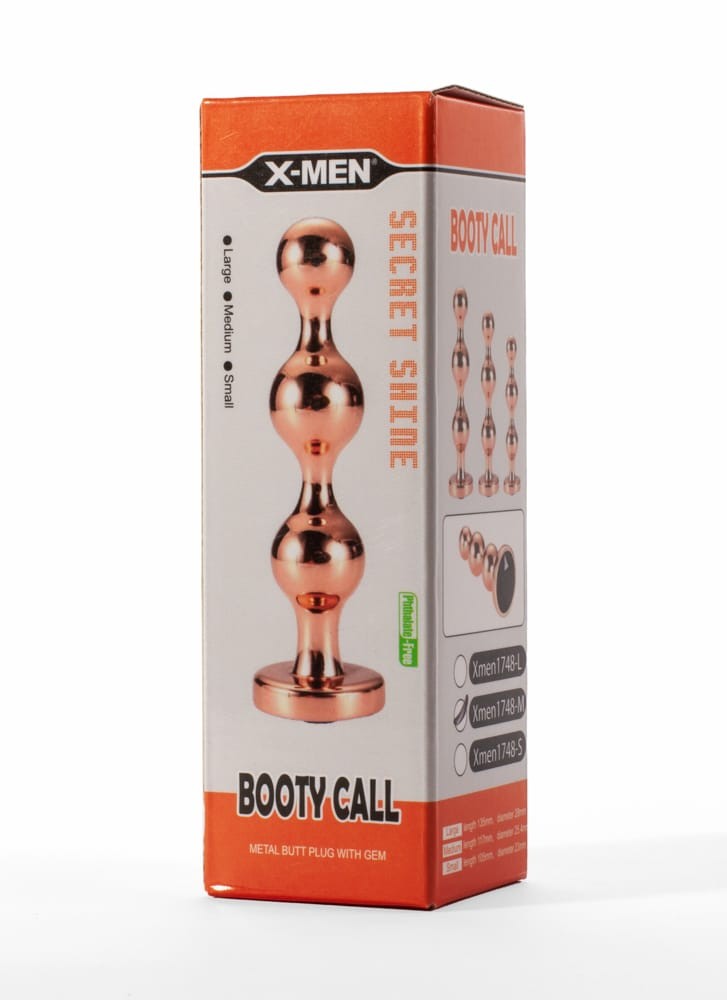 X-Men Secret Shine Metal Butt Plug with Gem - Gold L-Size, Anal Pleasure Toy