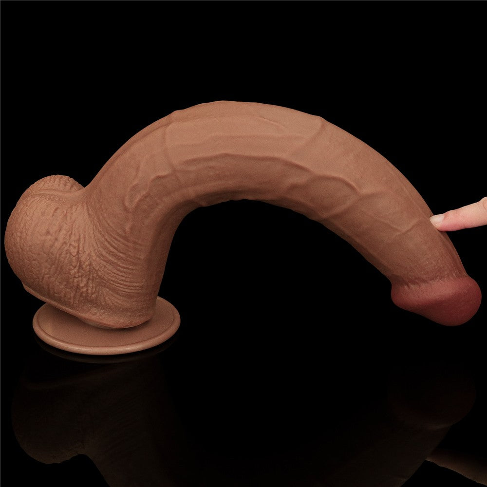 13.5'' King Sized Sliding Skin Dual Layer Dong Brown Dildo