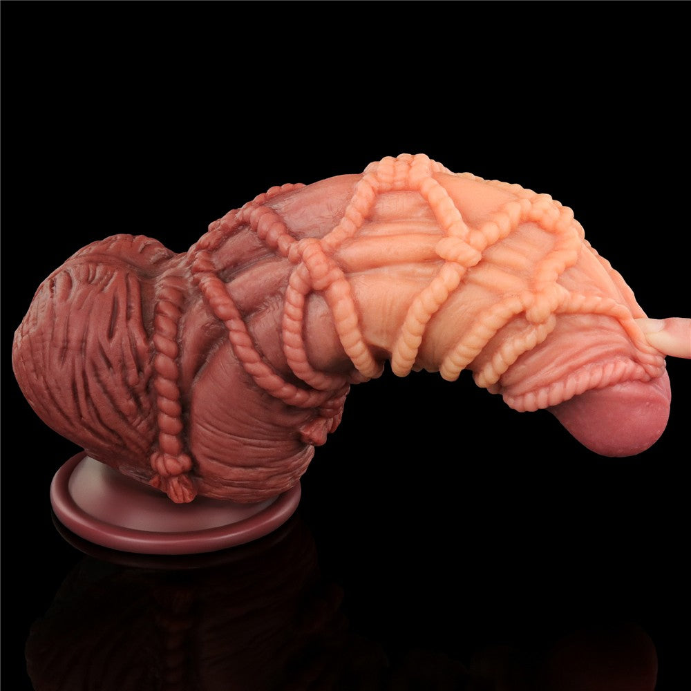 9.5'' Dual Layered Platinum Silicone Cock and Rope Dildo - Realistic Pleasure Toy