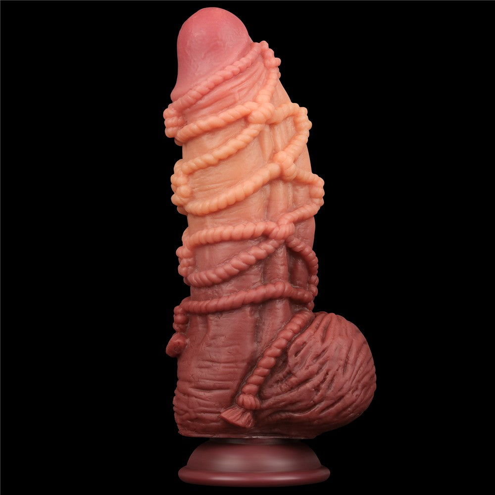 9.5'' Dual Layered Platinum Silicone Cock and Rope Dildo - Realistic Pleasure Toy