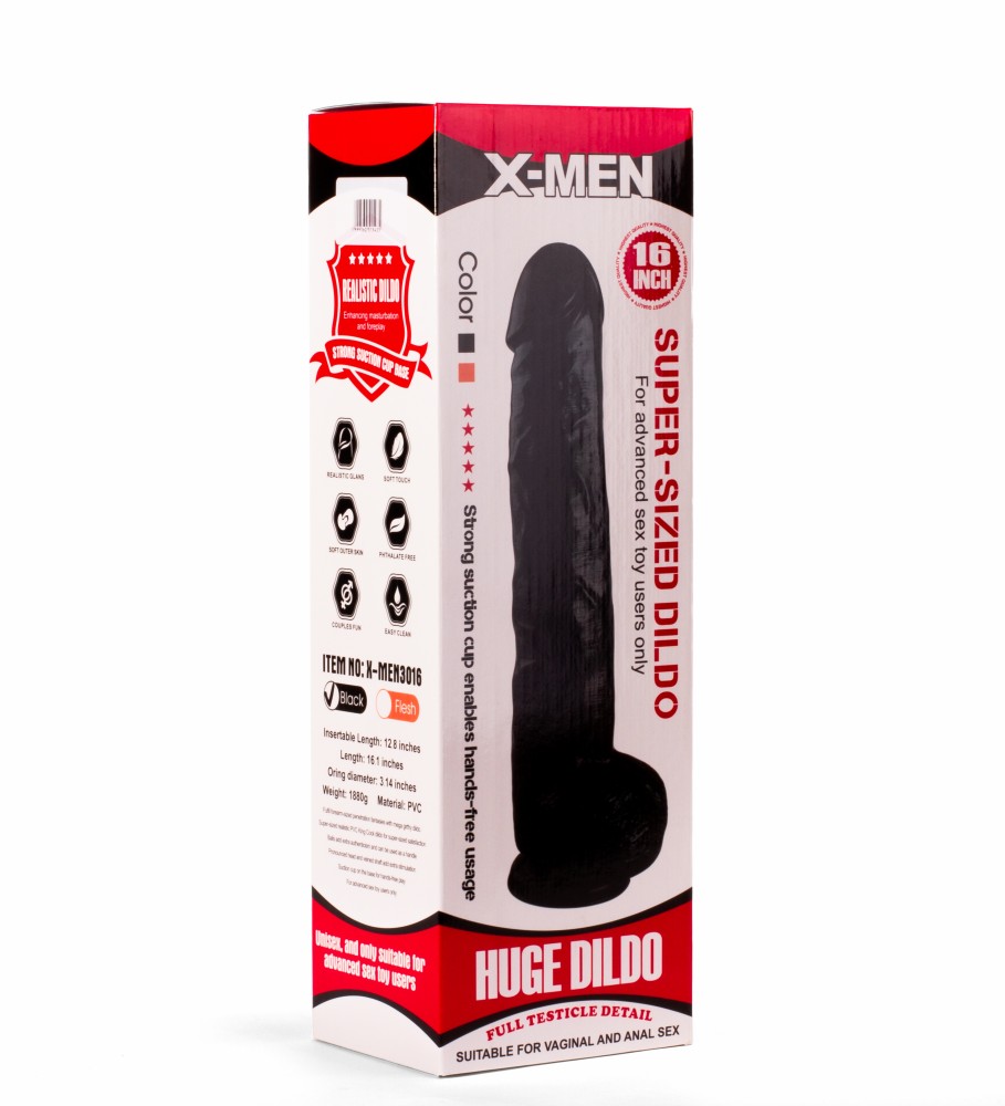 X-MEN 16 Super-Sized Black Dildo - Ultimate Realistic Pleasure Toy for Intense Satisfaction