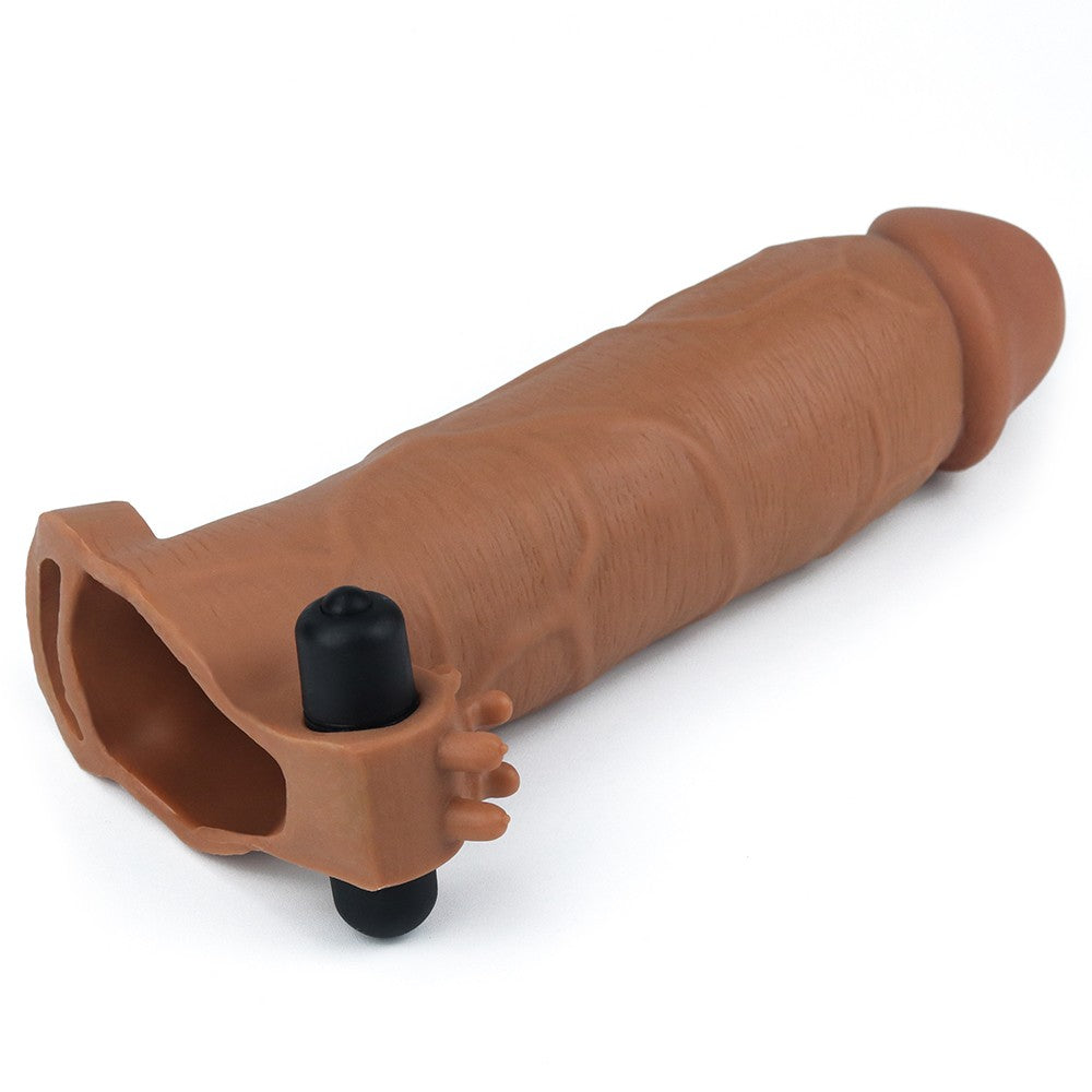 Pleasure X-Tender Vibrating Penis Sleeve #6 Brown Man?onul penisului