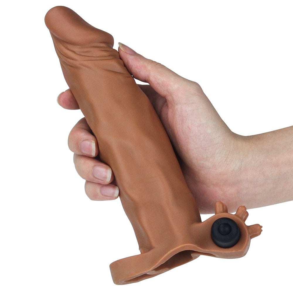 Pleasure X-Tender Vibrating Penis Sleeve #3 - Brown Male Enhancement Sleeve for Ultimate Sensation