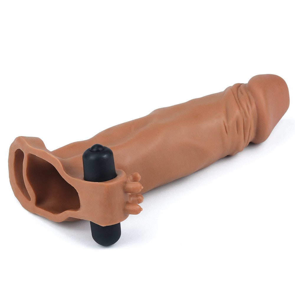 Pleasure X-Tender Vibrating Penis Sleeve #3 - Brown Male Enhancement Sleeve for Ultimate Sensation