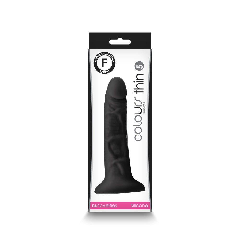 Black Thin 5 Dildo - Pleasures Collection | Realistic & Body-Safe Toy