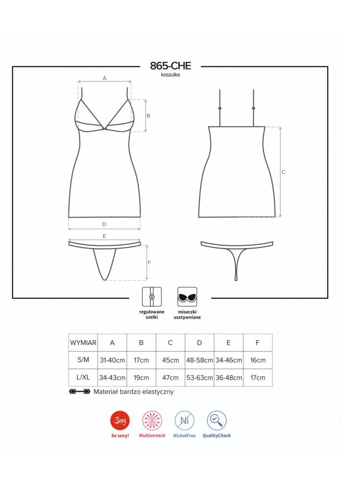 865-CHE-1 Chemise & Thong Set | S/M Corset with Elegant Tanga Lingerie