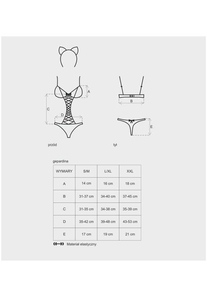 High-Quality Gepardina 3 Pcs S/M Lingerie Costume ? Sexy Intimate Wear Set