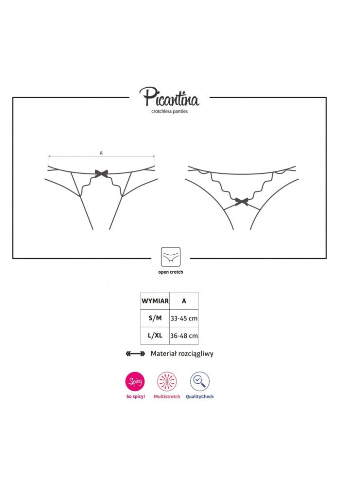 Picantina Crotchless Thong L/XL - Sexy Corset Tanga Set for Adult Wear