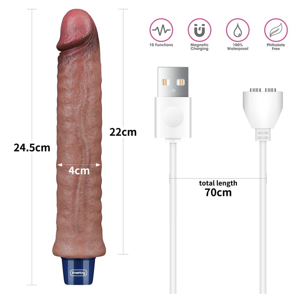 9.5 Real Softee Silicone Vibrating Dildo - Rechargeable Adult Pleasure Toy