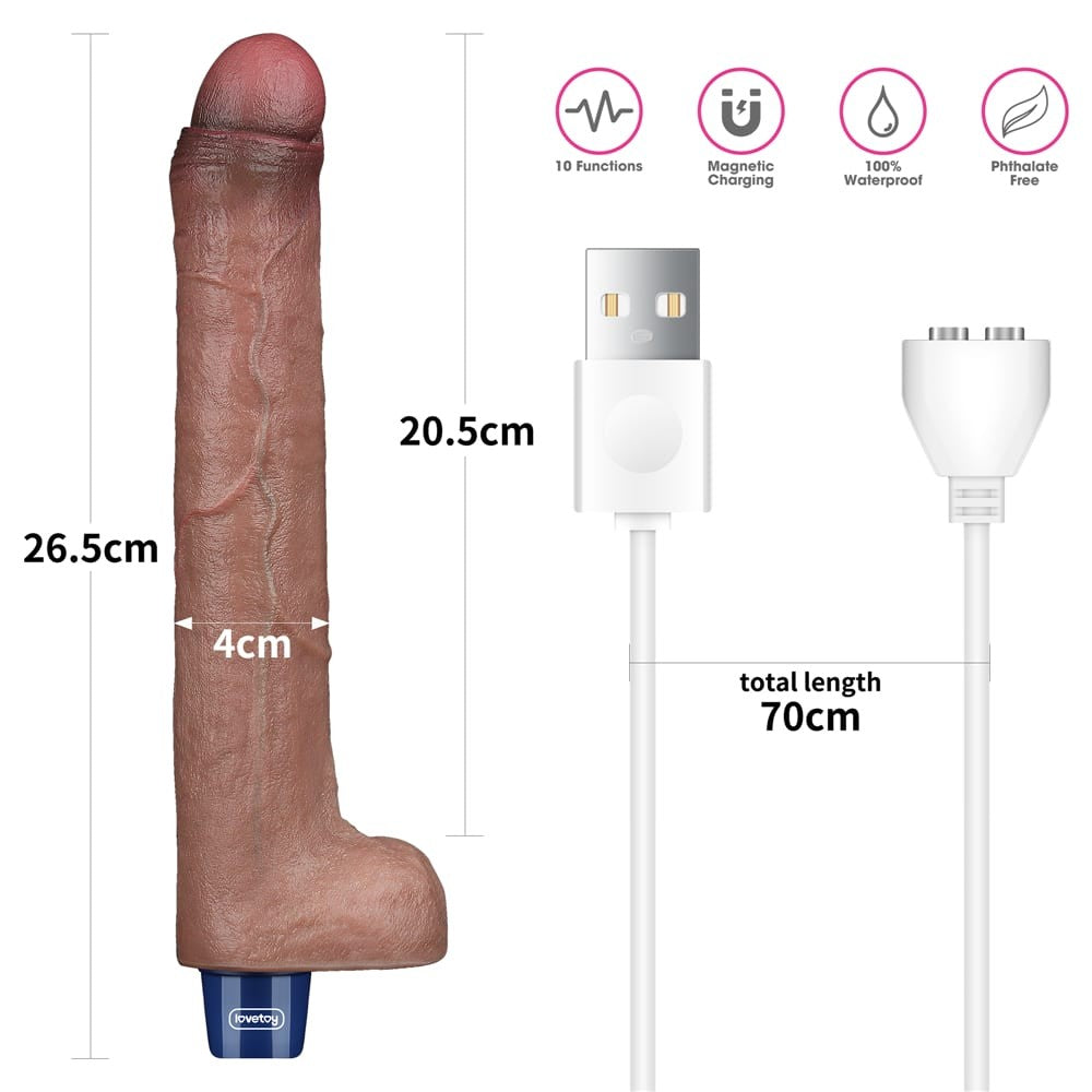 10.5 REAL SOFTEE Rechargeable Silicone Vibrating Dildo - Realistic Pleasure Toy for Intense Satisfaction