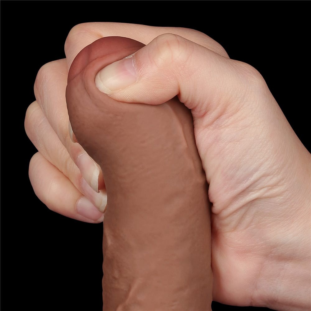 7'' Sliding Skin Dual Layer Dong Brown Dildo