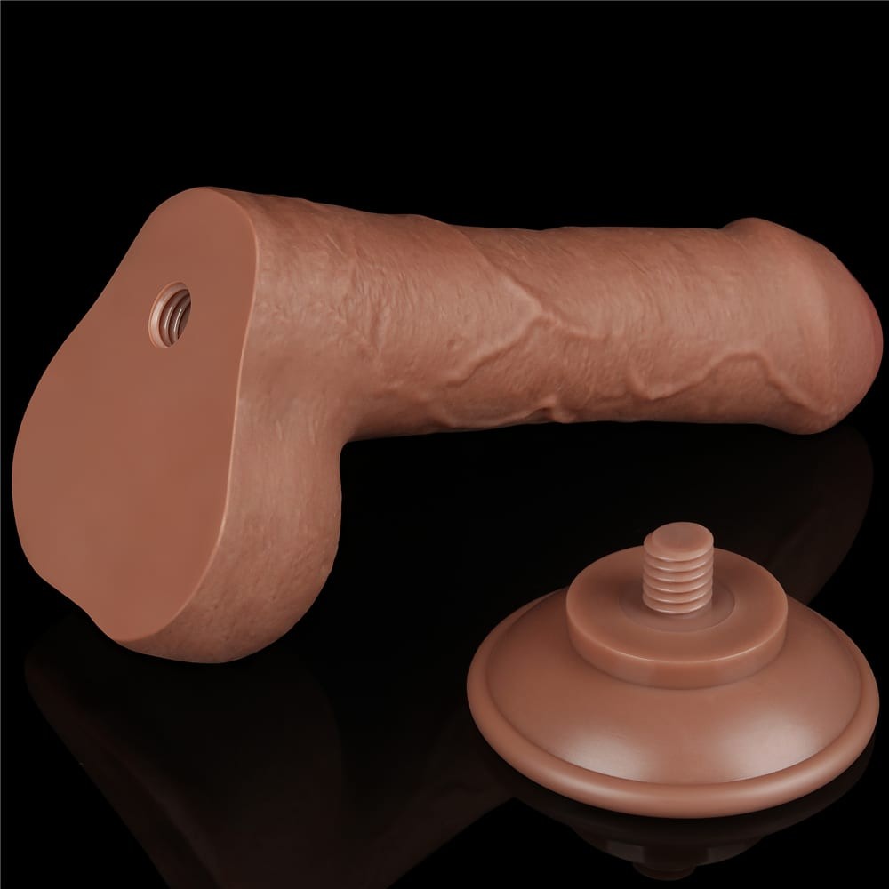 7'' Sliding Skin Dual Layer Dong Brown Dildo