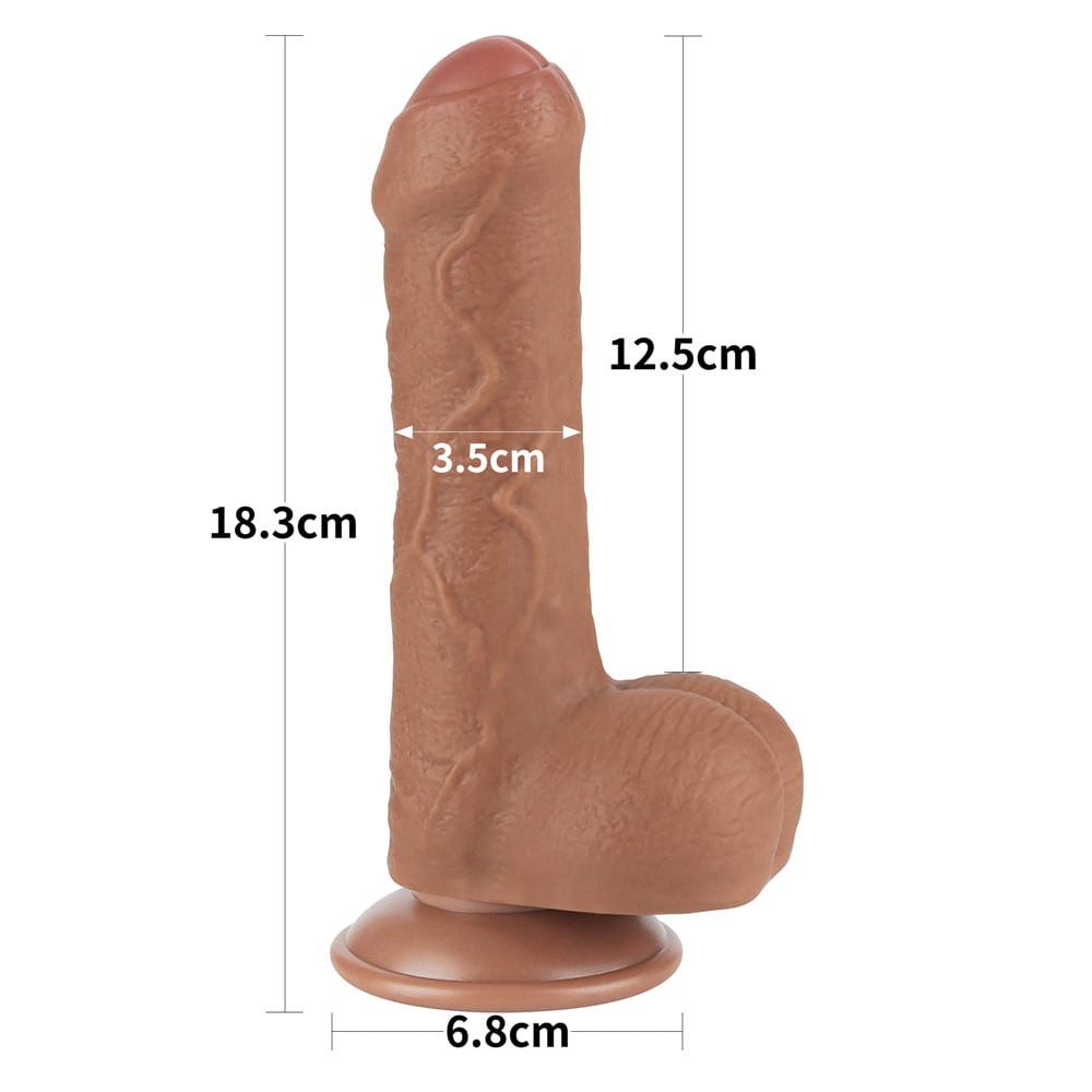 7'' Sliding Skin Dual Layer Dong Brown Dildo