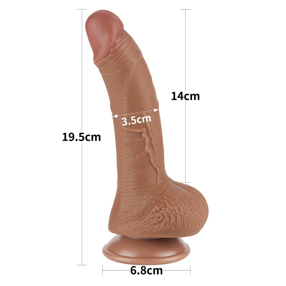 Realistic 7.5'' Sliding Skin Dual Layer Brown Dildo | High-Quality Silicone Adult Toy