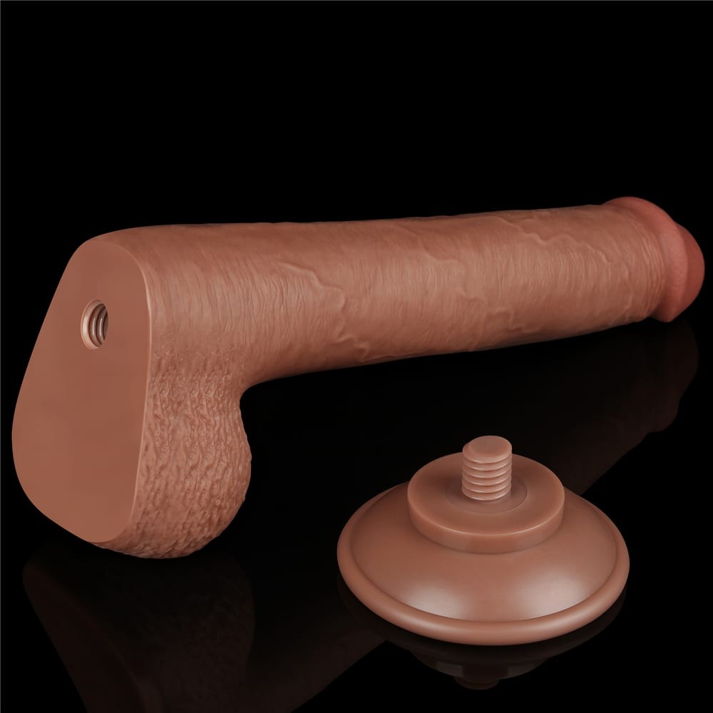 9'' Dual Layer Brown Sliding Skin Dong - Realistic Dildo for Intense Pleasure