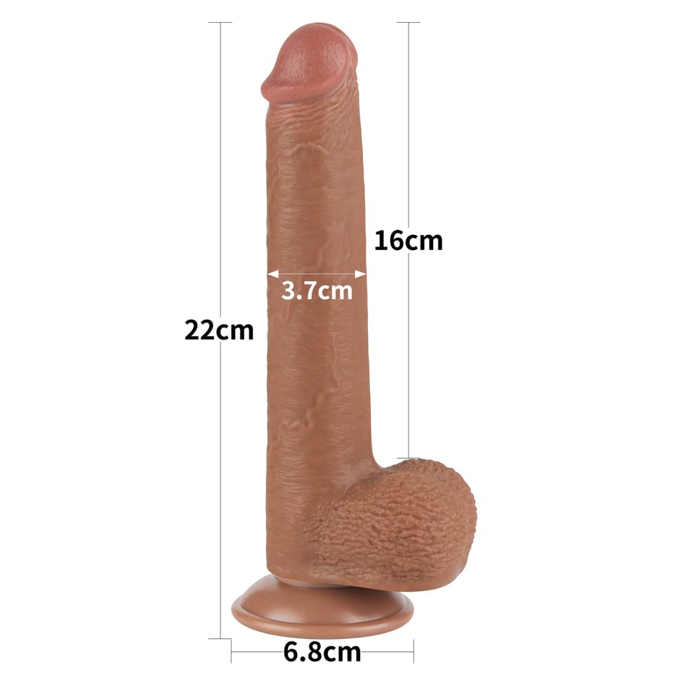 9'' Dual Layer Brown Sliding Skin Dong - Realistic Dildo for Intense Pleasure